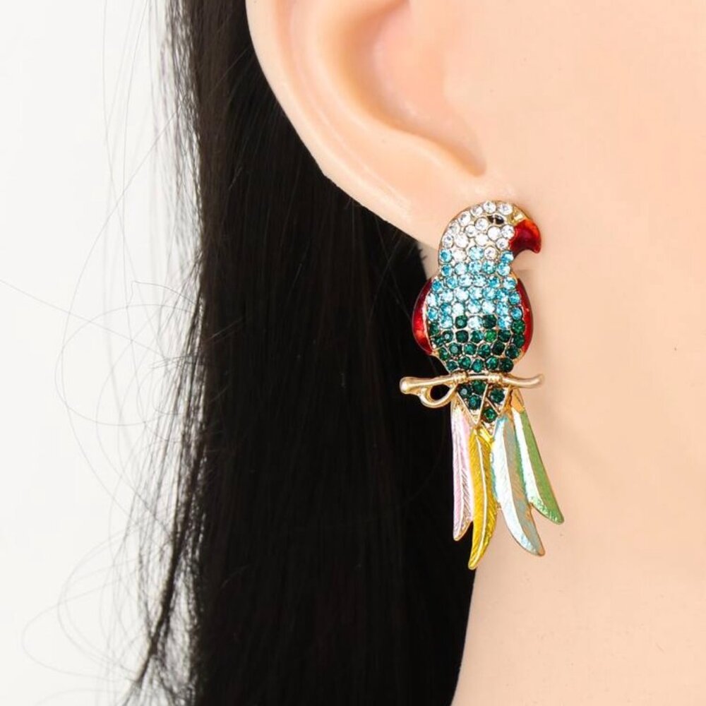 Women Rhinestone Bird Design Stud Earring - Picture 2 of 4
